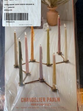 Paxon Taper Candle Holder with Pastel Tapers NWT